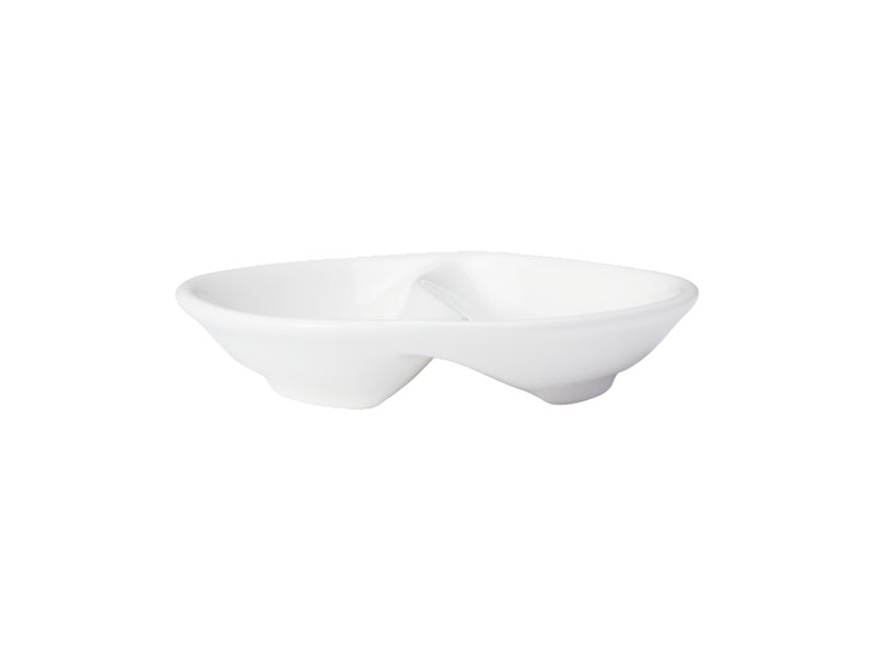 White Basics Round Divided Sauce Dish 10cm