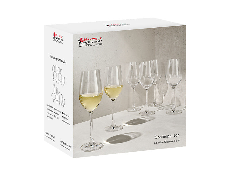 Cosmopolitan Wine Glass 345ML Set of 6 Gift Boxed