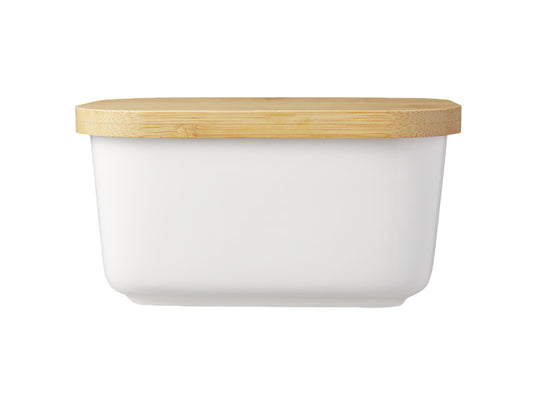 White Basics Butter Dish With Bamboo Lid