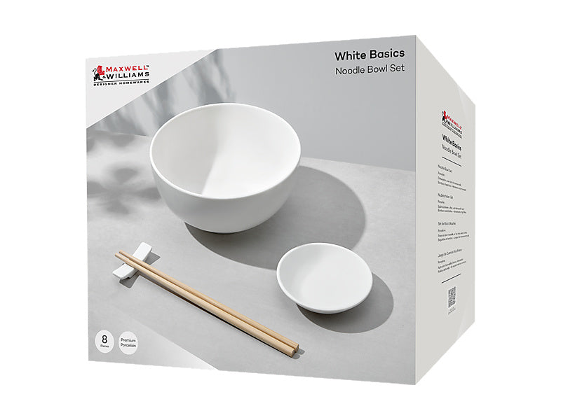 White Basics Noodle Bowl Set 8pc Gift Boxed