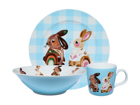 Pete Cromer Barn Friends Children's 3pc Dinner Set Bunny Gift Boxed