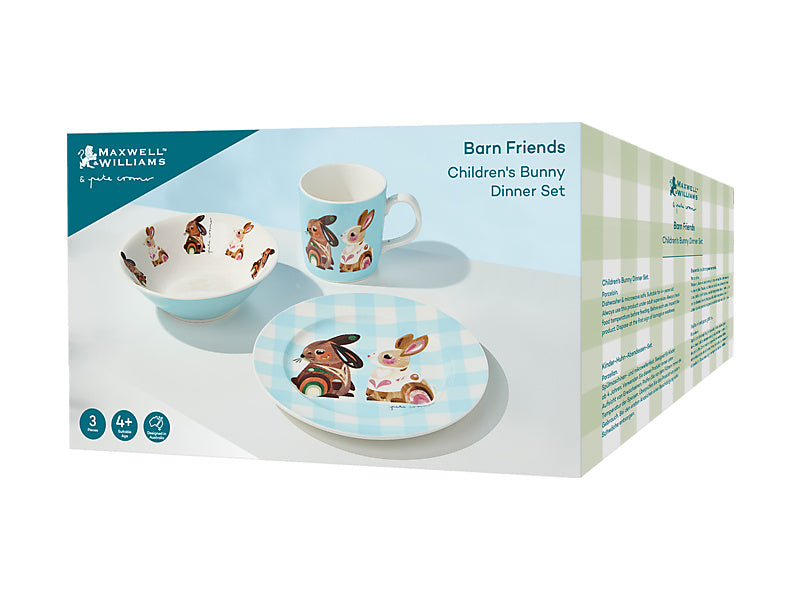 Pete Cromer Barn Friends Children's 3pc Dinner Set Bunny Gift Boxed