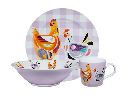 Pete Cromer Barn Friends Children's 3pc Dinner Set Chook Gift Boxed