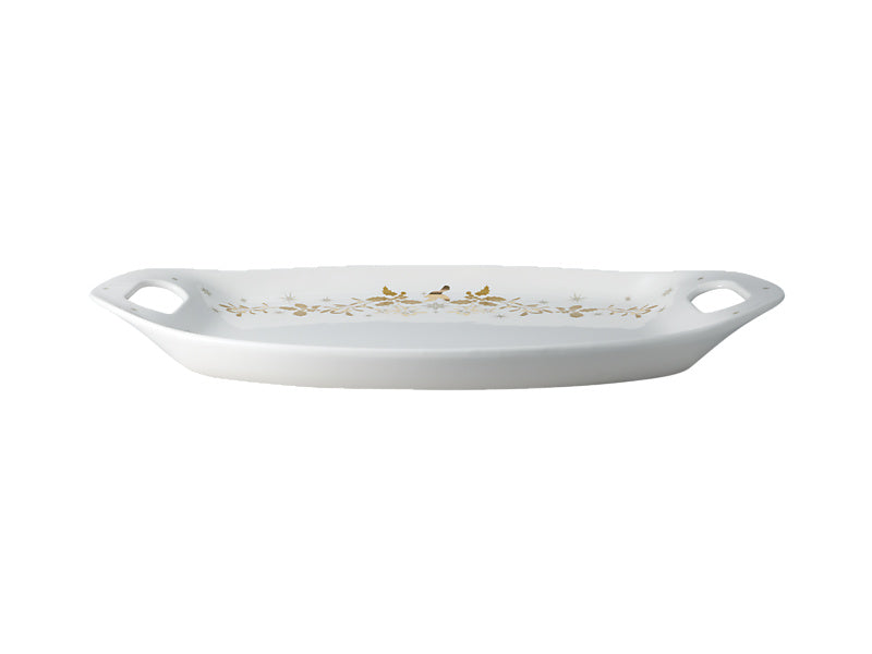 White Christmas Handled Oval Platter Gift Boxed