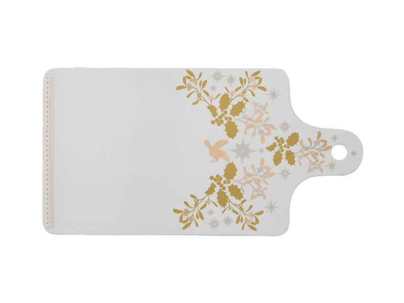 White Christmas Cheese Paddle & Knife Set Gift Boxed