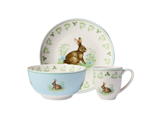Clover & Cottontail Children's 3pc Dinner Set Bunny Gift Boxed