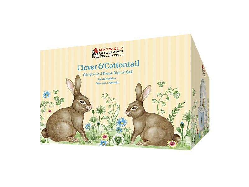 Clover & Cottontail Children's 3pc Dinner Set Bunny Gift Boxed