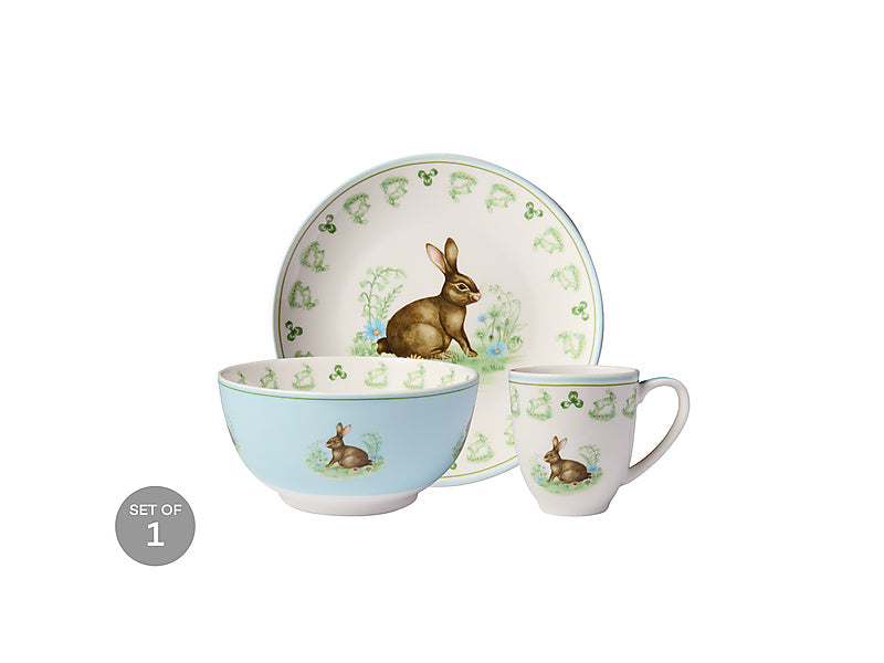 Clover & Cottontail Children's 3pc Dinner Set Bunny Gift Boxed