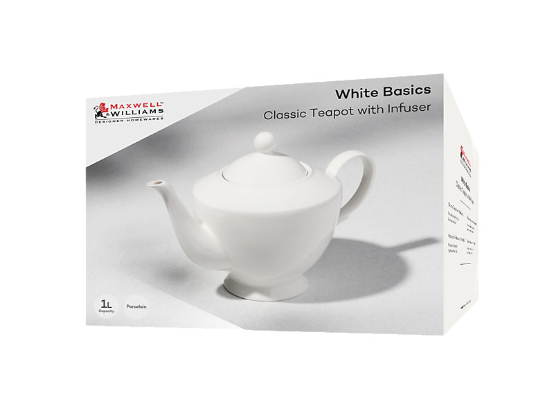 White Basics Classic Teapot With Infuser Gift Boxed