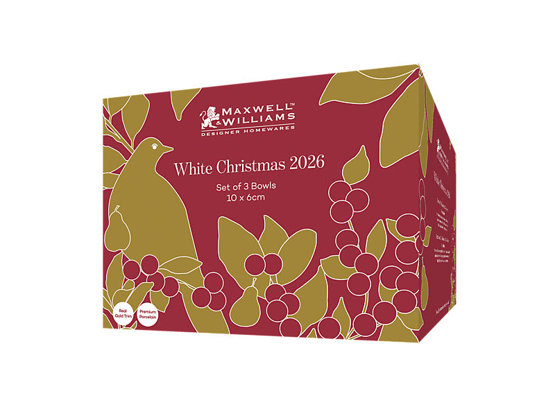 White Christmas 2026 Bowl Set of 3 Gift Boxed