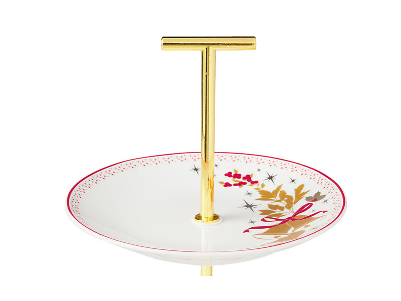 White Christmas 2026 2 Tiered Cake Stand Gift Boxed