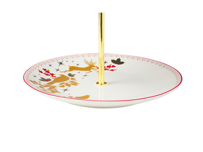 White Christmas 2026 2 Tiered Cake Stand Gift Boxed