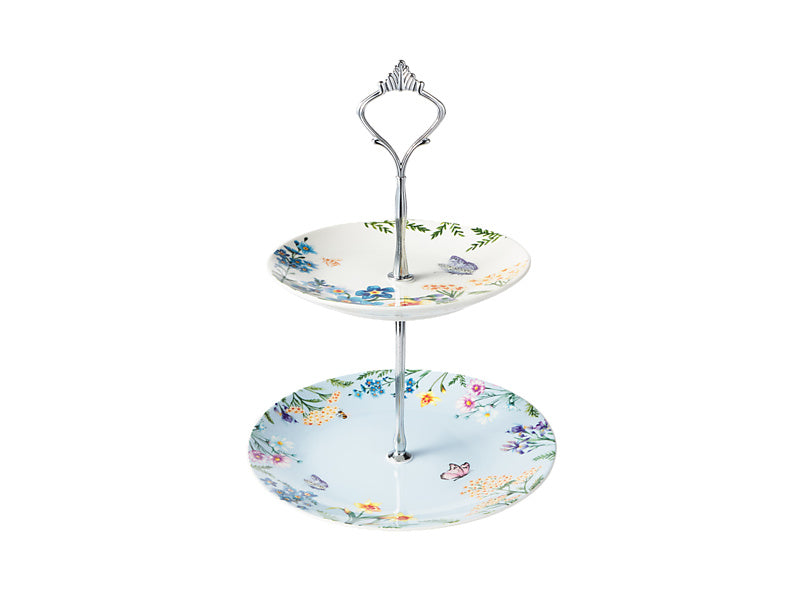 Fluttering Meadow 2 Tiered Cake Stand Gift Boxed