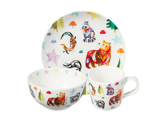 Pete Cromer Woodland Creatures Children's 3pc Dinner Set Gift Boxed