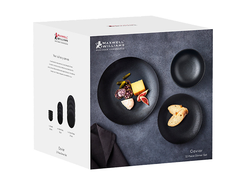 Caviar Dinner Set 12pc Black Gift Boxed