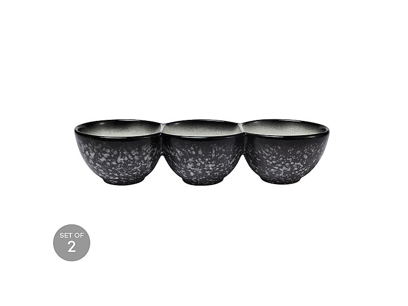 Caviar Granite Divided Serving Bowl