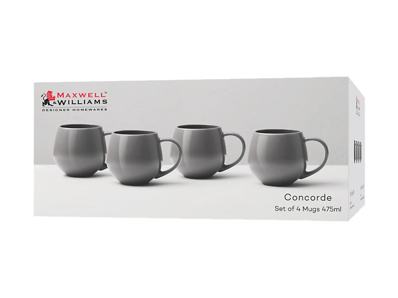 Concorde Mug 475ML Set of 4 Charcoal Gift Boxed