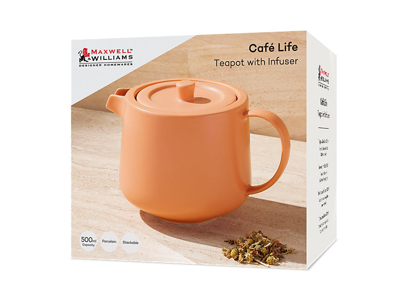 Cafe Life Teapot With Infuser Gift Boxed
