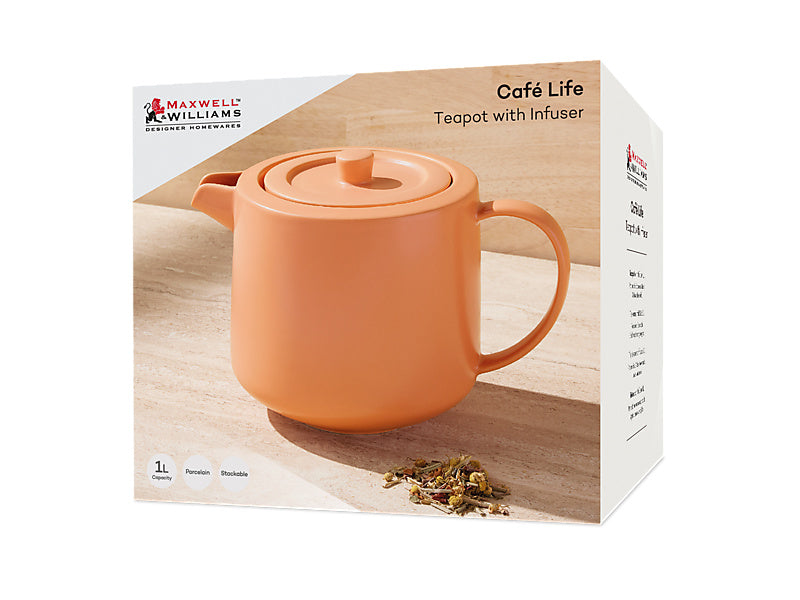 Cafe Life Teapot With Infuser Gift Boxed