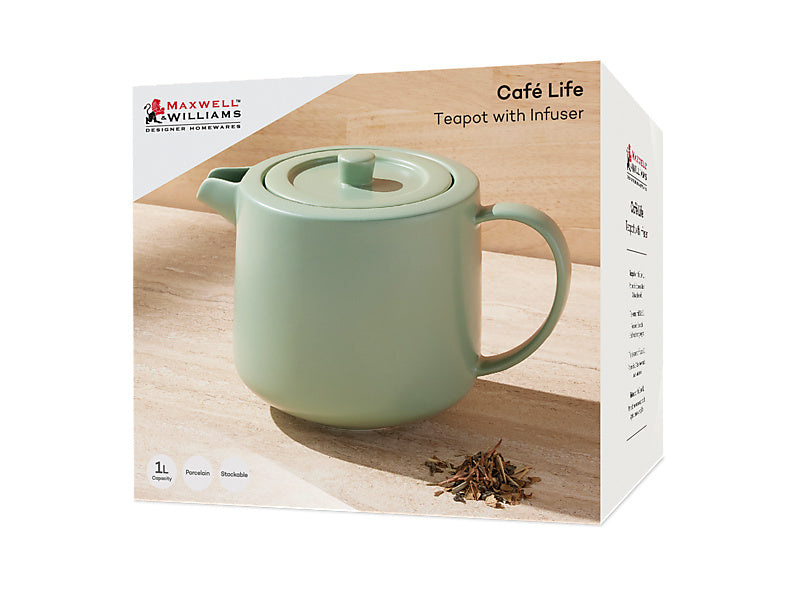 Cafe Life Teapot With Infuser Gift Boxed