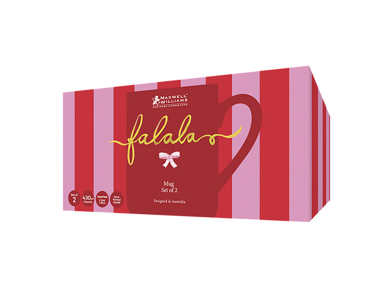 Fa la la Mug Set of 2 Assorted Pink & Blue Gift Boxed