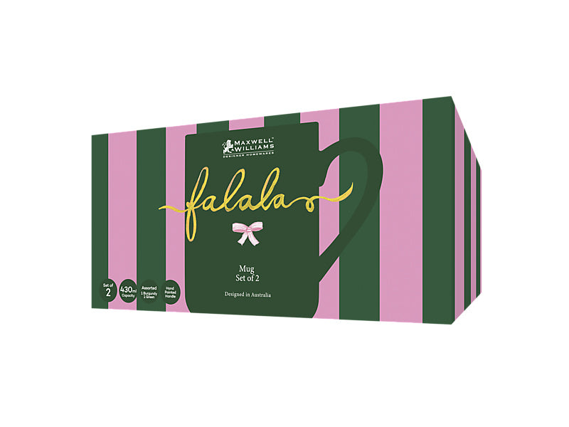 Fa la la Mug Set of 2 Assorted Green & Burgundy Gift Boxed