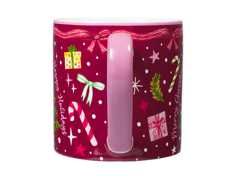 Fa la la Mug Set of 2 Assorted Green & Burgundy Gift Boxed