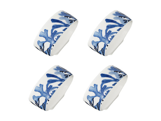 Blue Coral Napkin Ring Set of 4 Gift Boxed