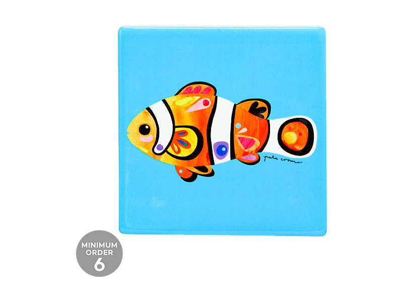 Pete Cromer Ozzie Ocean Ceramic Square Coaster Clown Fish