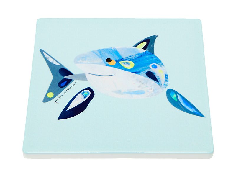 Pete Cromer Ozzie Ocean Ceramic Square Coaster Shark
