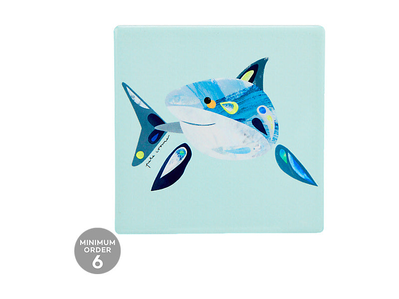 Pete Cromer Ozzie Ocean Ceramic Square Coaster Shark