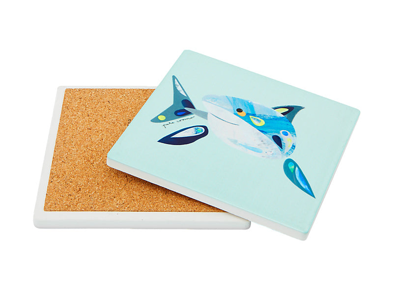 Pete Cromer Ozzie Ocean Ceramic Square Coaster Shark
