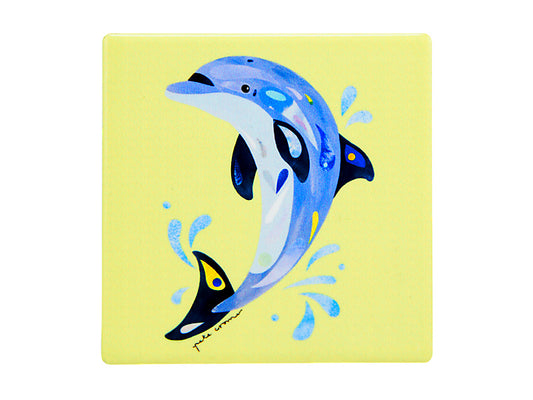 Pete Cromer Ozzie Ocean Ceramic Square Coaster Dolphin