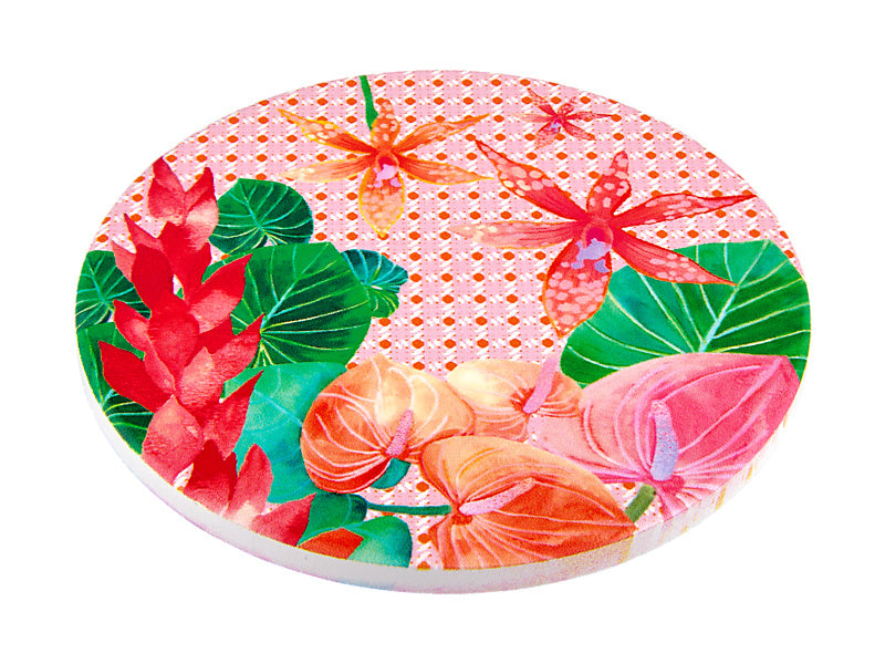 Teas & C's Tropicana Ceramic Round Coaster Lily