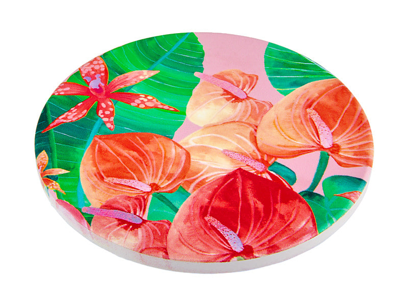 Teas & C's Tropicana Ceramic Round Coaster Banana Leaf
