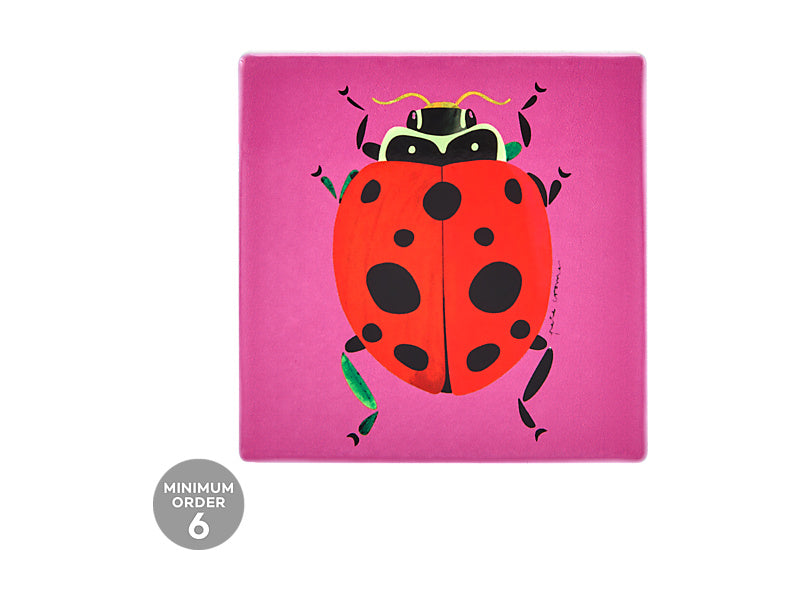 Pete Cromer Garden Party Ceramic Square Coaster Ladybird