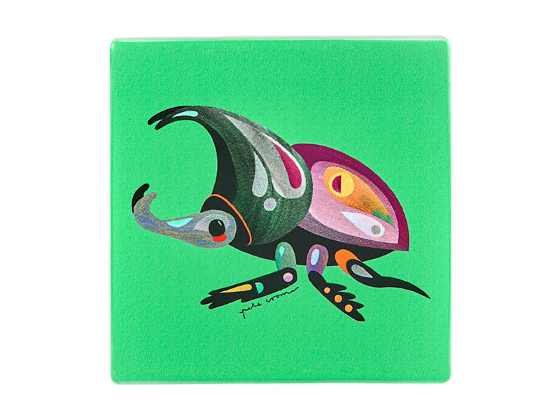 Pete Cromer Garden Party Ceramic Square Coaster Rhino Beetle