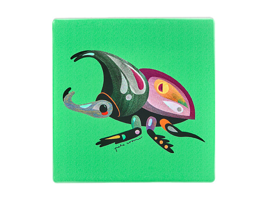 Pete Cromer Garden Party Ceramic Square Coaster Rhino Beetle