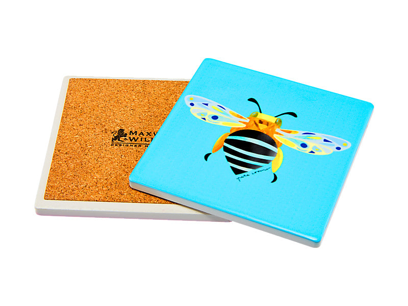 Pete Cromer Garden Party Ceramic Square Coaster Banded Bee