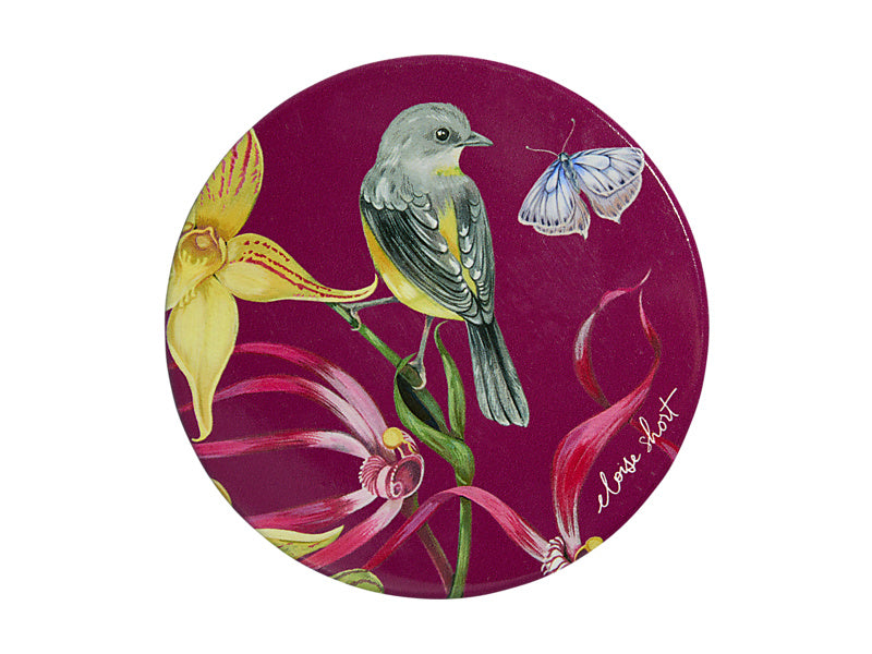 Eloise Short Lyric Ceramic Round Coaster Yellow Robin