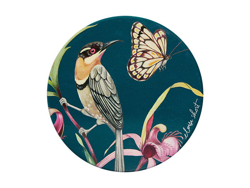 Eloise Short Lyric Ceramic Round Coaster Spinebill Honeyeater