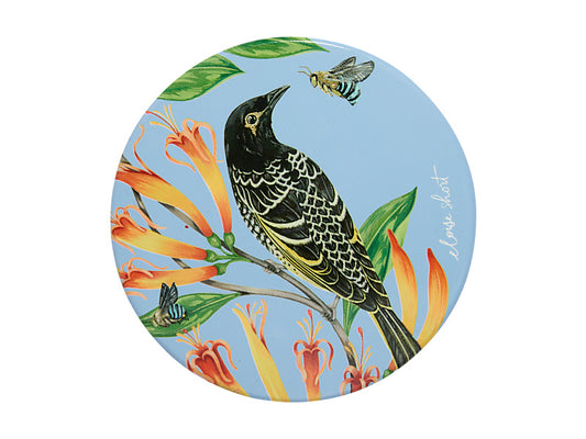 Eloise Short Lyric Ceramic Round Coaster Regent Honeyeater