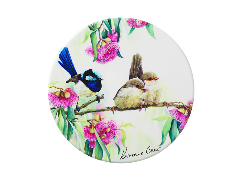 Katherine Castle Song of the South Ceramic Round Coaster Superb Fairy-wrens