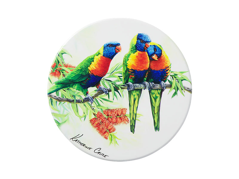 Katherine Castle Song of the South Ceramic Round Coaster Lorikeet