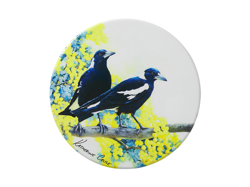 Katherine Castle Song of the South Ceramic Round Coaster Magpie