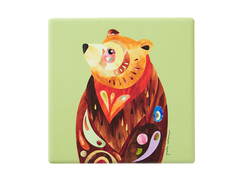 Pete Cromer Woodland Creatures Ceramic Square Coaster Brown Bear