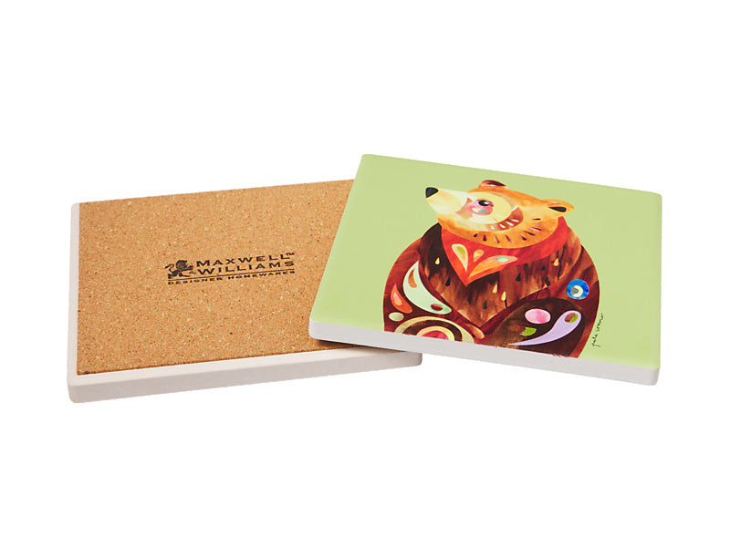 Pete Cromer Woodland Creatures Ceramic Square Coaster Brown Bear