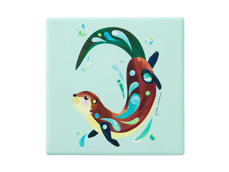 Pete Cromer Woodland Creatures Ceramic Square Coaster Otter