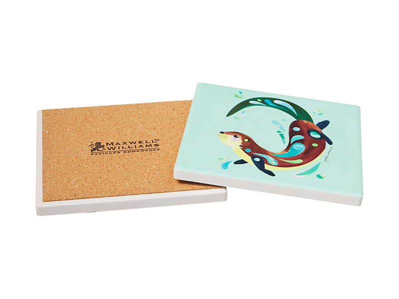Pete Cromer Woodland Creatures Ceramic Square Coaster Otter