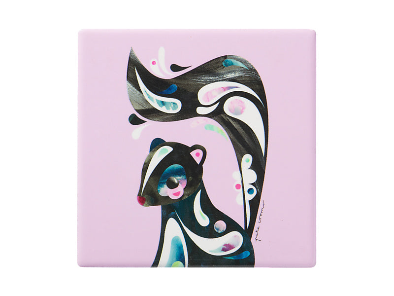 Pete Cromer Woodland Creatures Ceramic Square Coaster Skunk